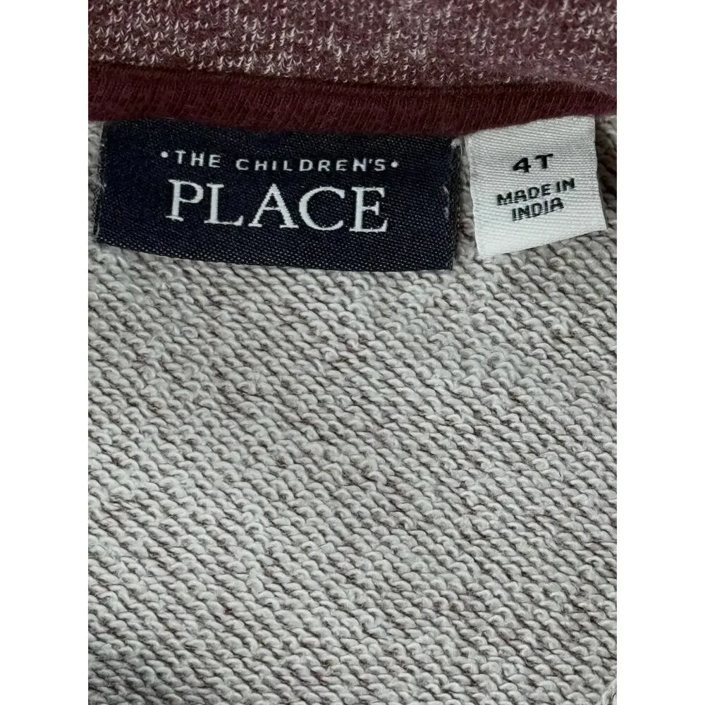 The Children's Place Boys Half Zip Marled Pullover Burgundy Sweatshirt 4T